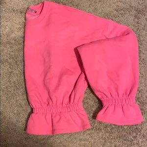 Zara Hot Pink Cropped Cinched Crewneck